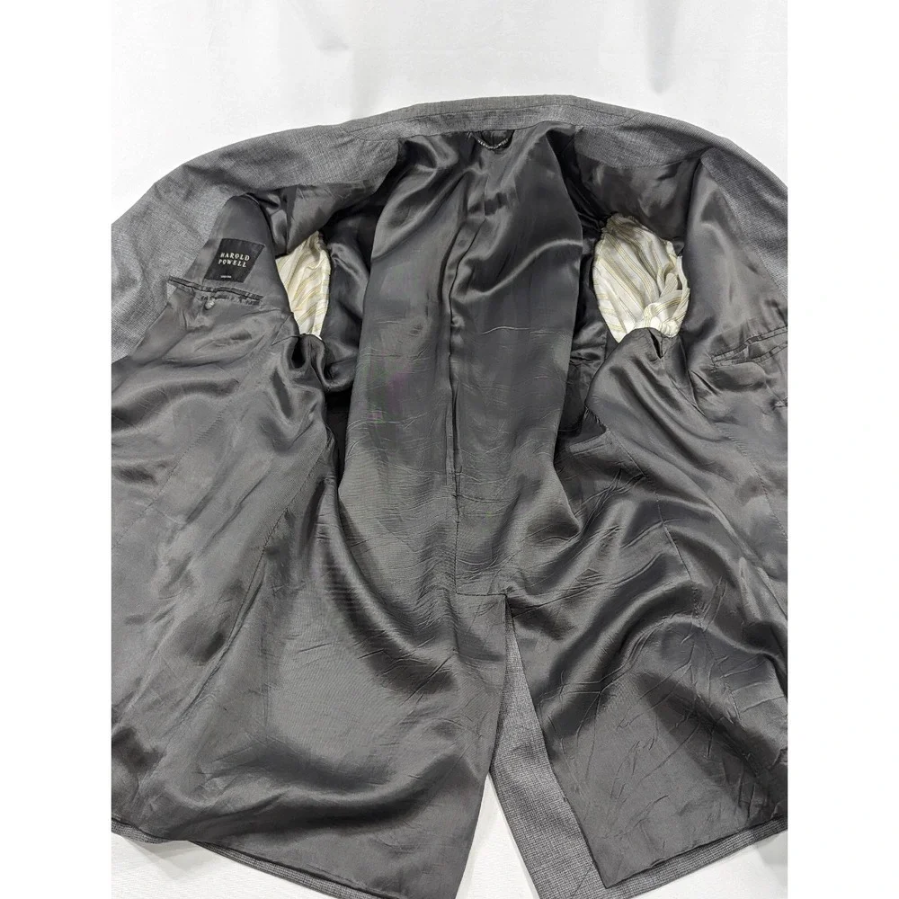 Harold Powell Gray 3 Button Blazer Jacket Sports Coat 46L Crosshatch‎ Summer